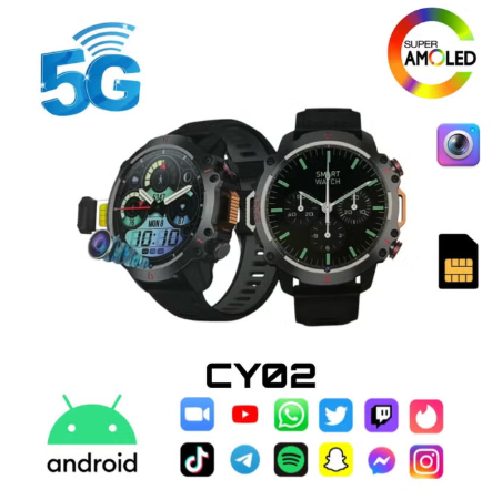 5G Android Smartwatch With Sim & Hotspot and 6Gb Ram 64Gb Rom camera
